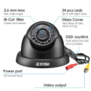 ZOSI 1080P 2MP TVI CVI AHD CVBS 4-in-1 Video Surveillance Outdoor - Thumbnail Image 5