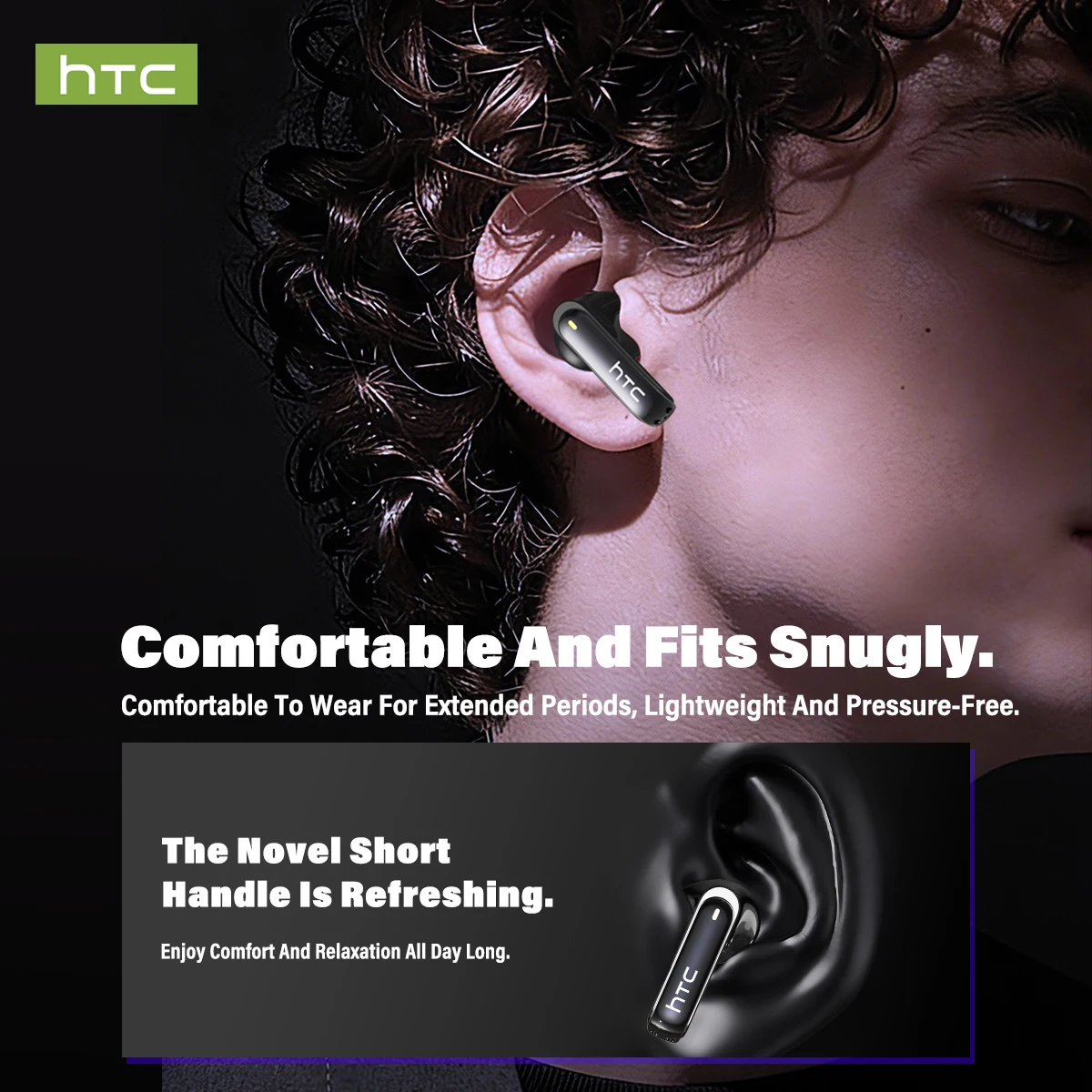 Wireless Headphones Bluetooth HTC NE70 Earphones Microphones Earbuds AI Translator - Image 4