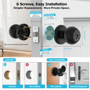 Viladepot Ball-Shaped Smart Lock Fingerprint - Thumbnail Image 2