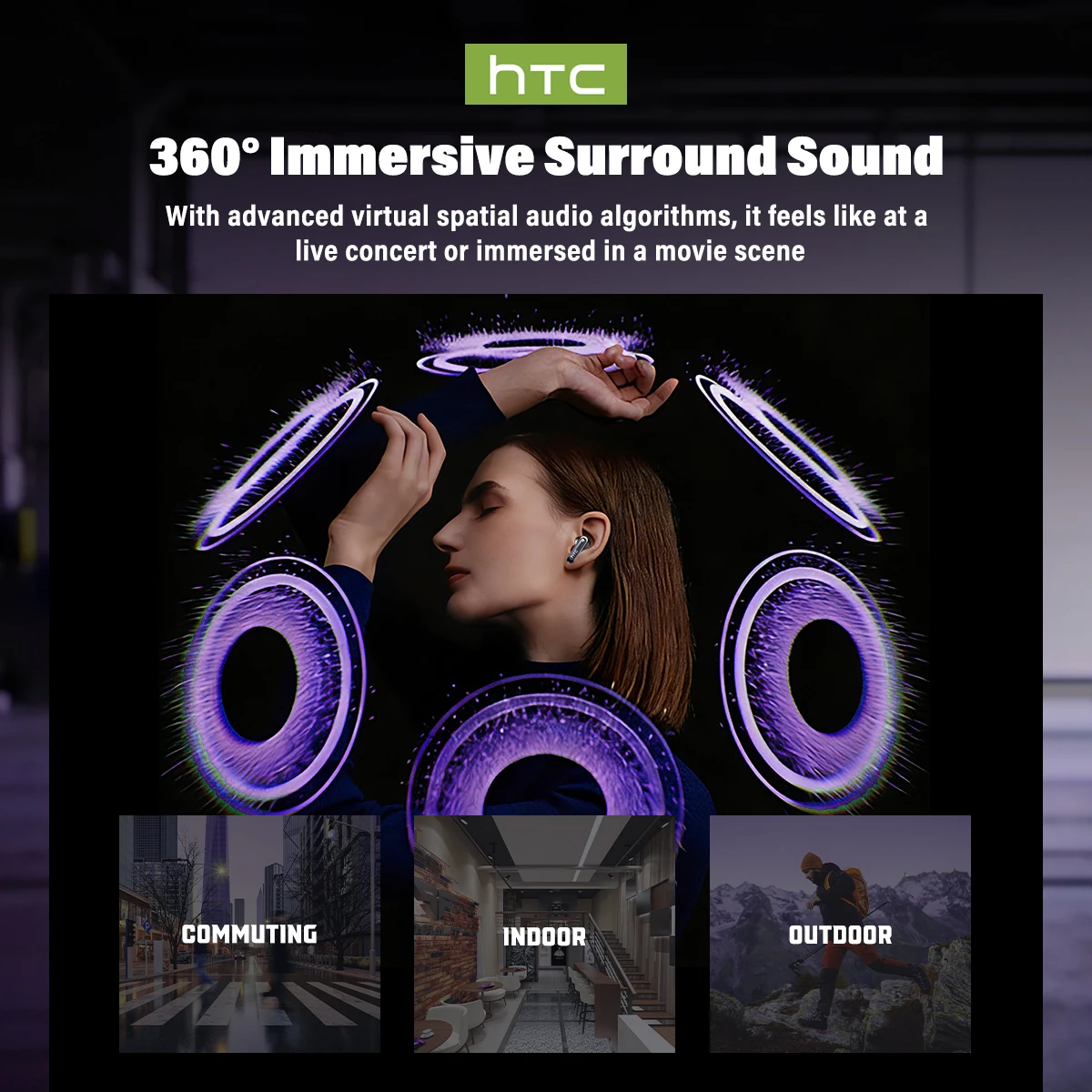 Wireless Headphones Bluetooth HTC NE70 Earphones Microphones Earbuds AI Translator - Image 3