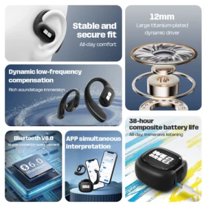 FIFA-F26E09 TWS Wireless Earbuds AI Translator Earbuds 138 Languages - Thumbnail Image 3